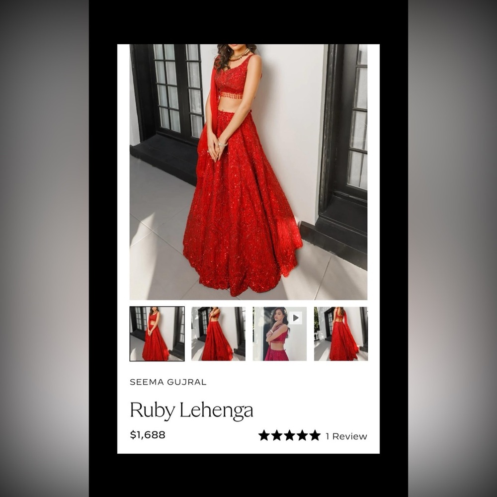 Seema Gujral Ruby Red Lengha- Available for quick ship!